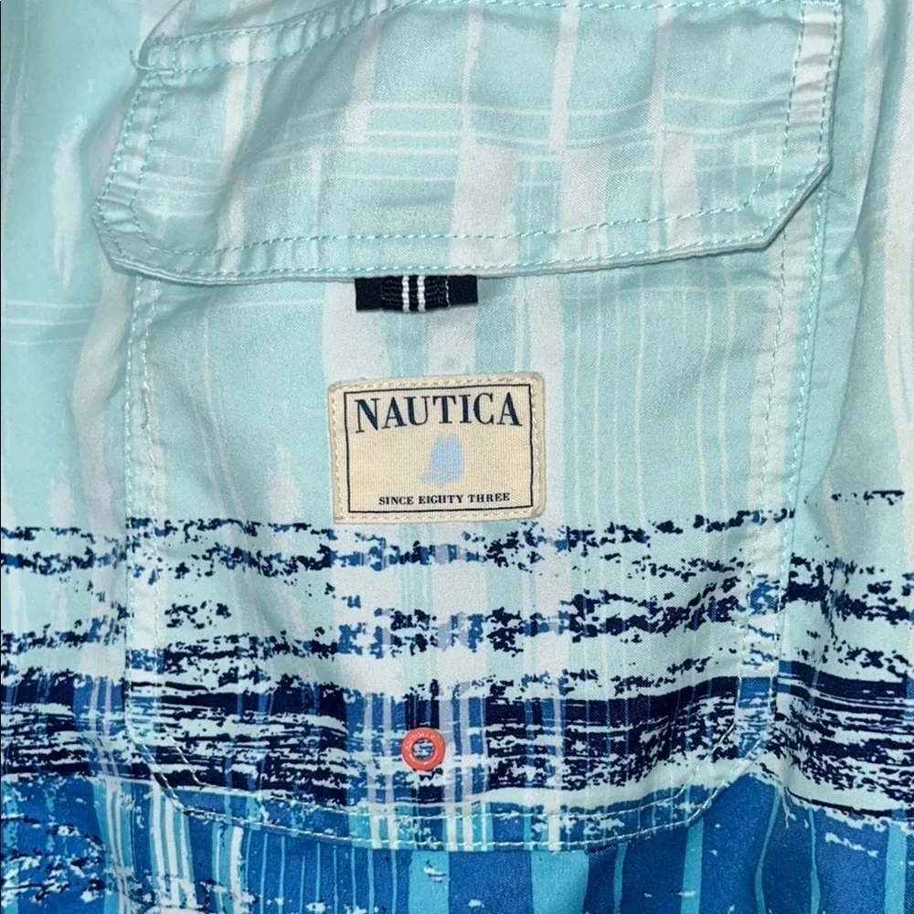 Nautica Men's Blue and Red Plaid Swim Shorts Size XXL TTG